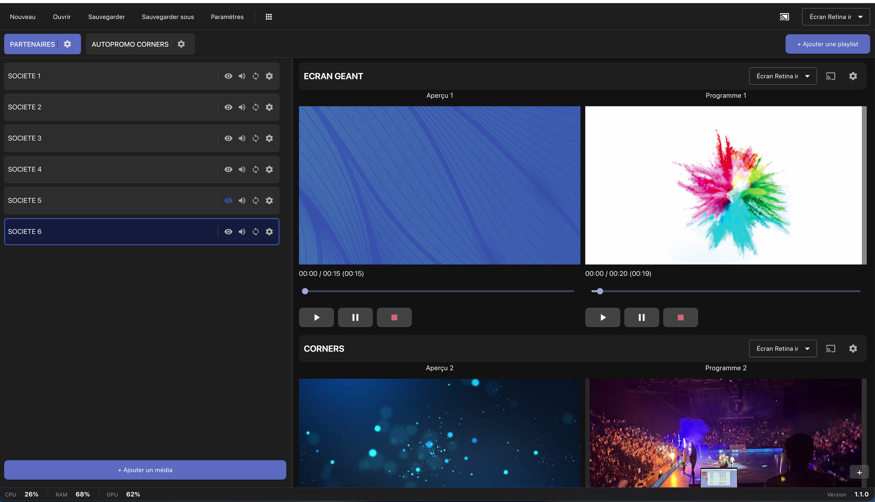 Interface du logiciel Dispy pour la gestion multi-écrans